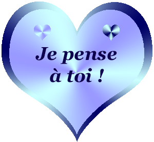 Gif animé je pense à toi coeur bleu